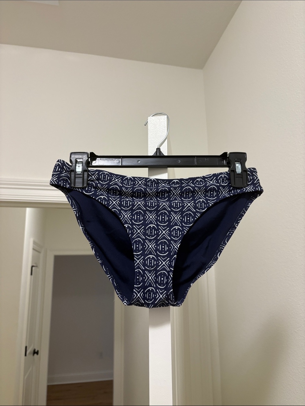 aerie Navy and White Geometric Bikini Bottom